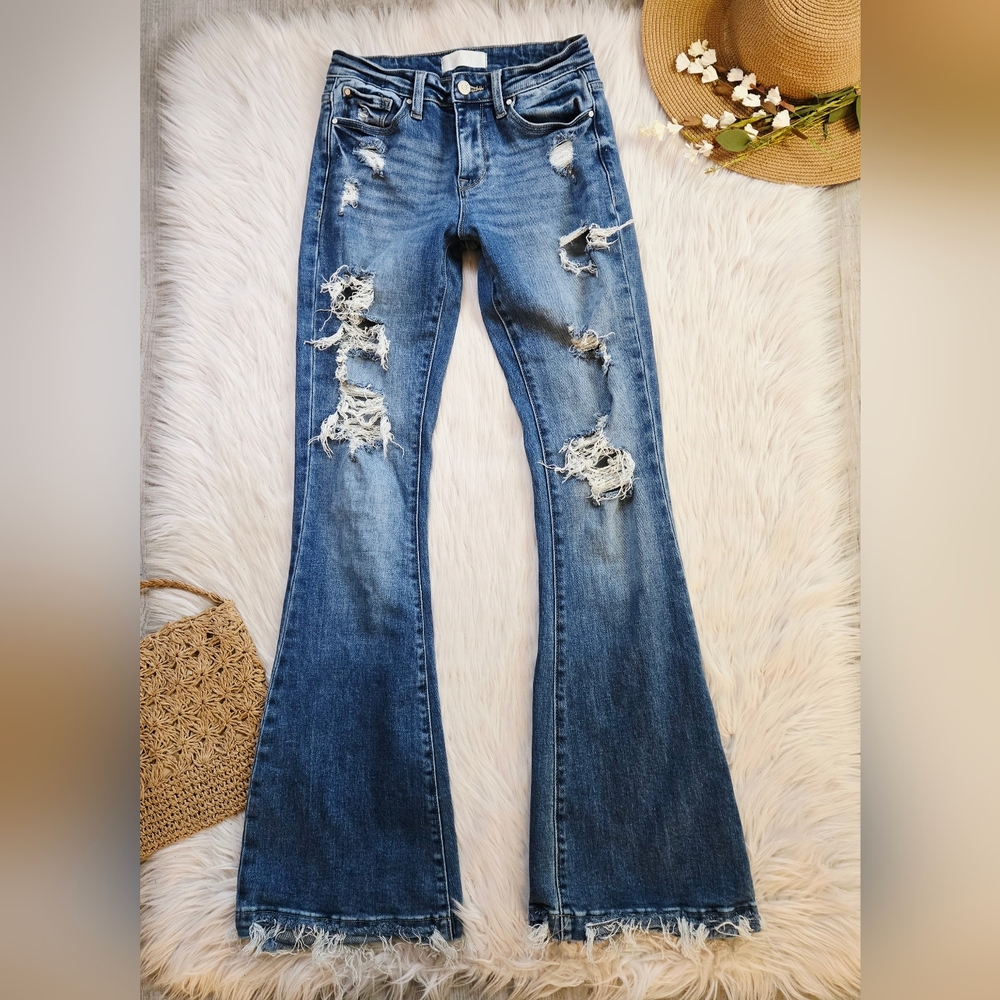 Petra 153 Distressed Flared Women’s Jeans — Blue